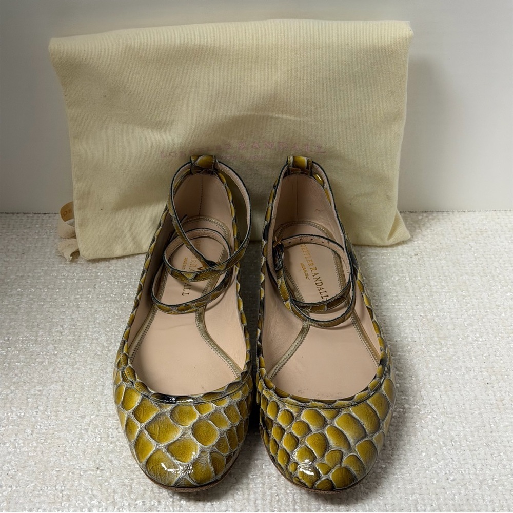 Loeffler Randall Olive Green Snakeskin Ballet Flats Leather
Women Sz 9.5